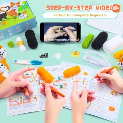 image for Auspicious beginning Valentines Day Gifts Cat Crochet Kit for Beginner