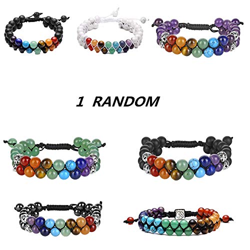 Nivolot 7 Chakras Healing Crystals Bracelet Crystal Pendant Value Combo Set (Random Bracelet)
