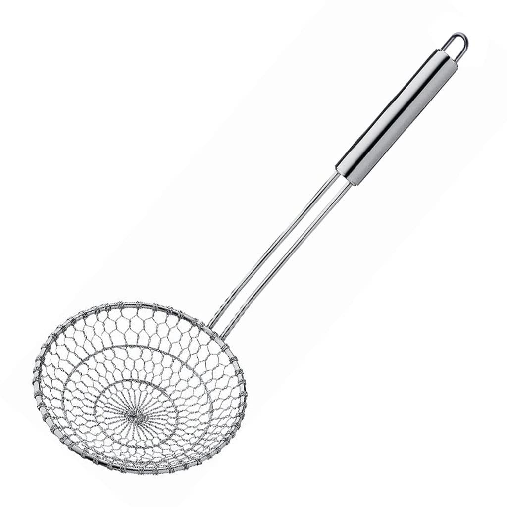 Filtro de Malla de Acero Inoxidable con Cuchara ranurada for cocinar y freír Pasta en la Cocina, colador Potente, utensilio for freír, coladores Profesionales for Cocina, Cuchara espumadora