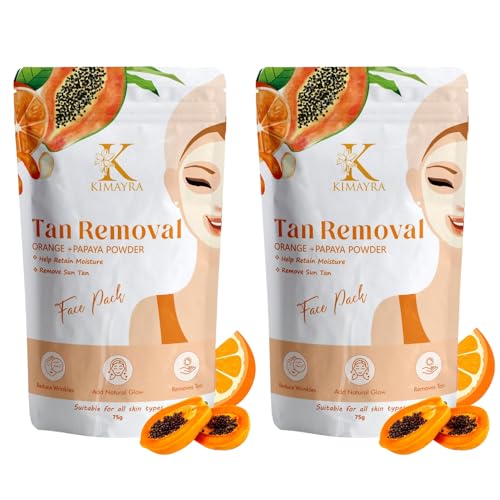 Kimayra Organic Orange + Papaya Face Pack Powder For Tan Removal | Helps In Retain Moisture & Reduce Wrinkles & Fine Lines | Natural Face Pack For Women/Men – Safe For All Skin Type – 75gm (Pack Of 2)
