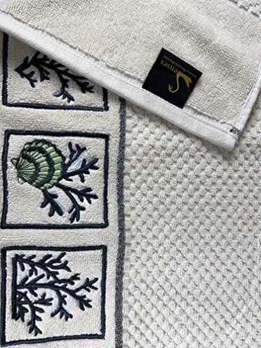 Image of SENSES By Riba Cotton Embroidered Towel Set, 550 GSM Soft & Absorbent, Antimicrobial, Oeko-Tex Certified | Ideal for Home & Gifting, Pack of 4 (2 Bath 27 inchX50 inch + 2 Hand Towels 16 inchX26 inch) - Style 5