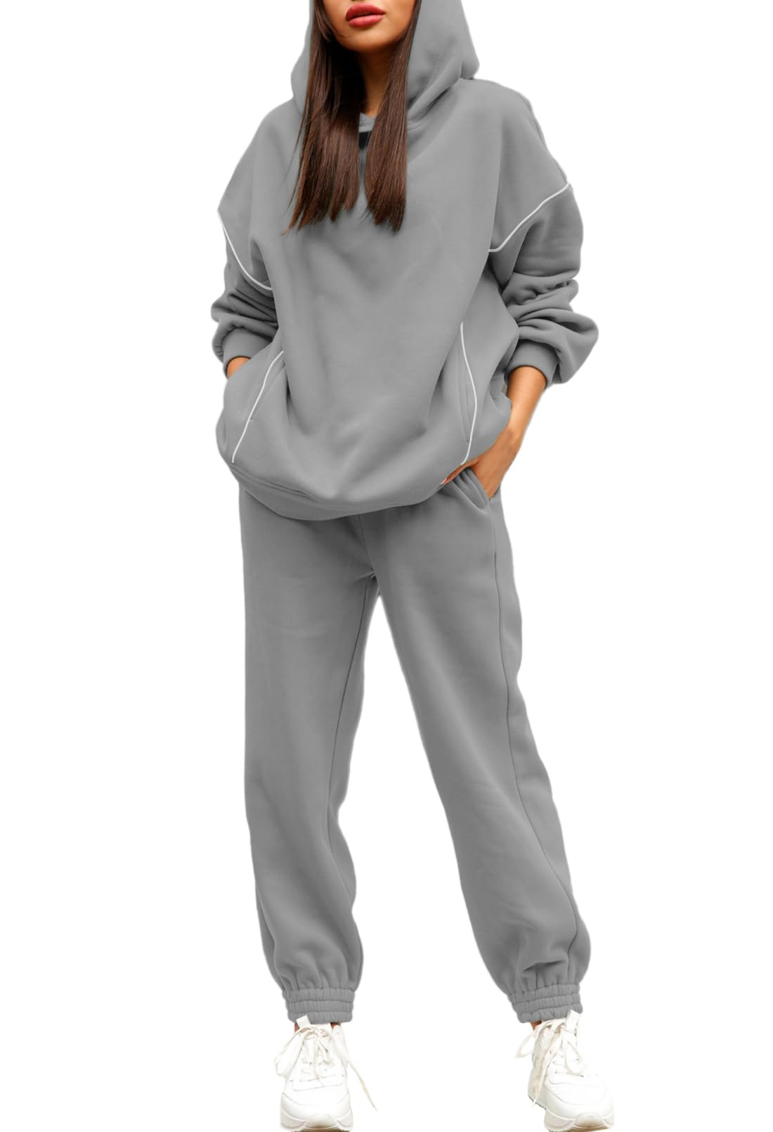 Fixmatti Women Hoodies Tracksuit Long Sleeve Sweatshirts Jogger Pant 2 Piece Outfits