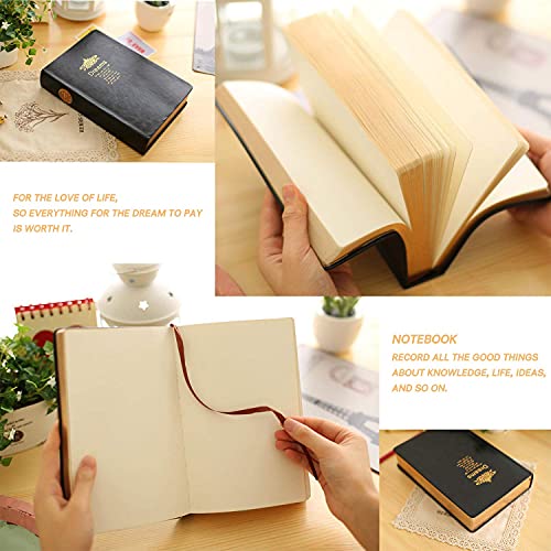 Benopinion Thick Journal, Blank Premium Papers With Golden Rim, Hardcover Notebook With Black Soft Faux Leather Cover, 416 Pages 208 Sheets A5 Sketchbook For Writing Drawing #TOP5