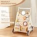 Pithfor Wooden Baby Walker, Baby Push Walker with Activity Center for Girls Boys, Montessori Push Walker Toys for Babies Learning to Walk, Sit-to-Stand, for 10-12 Months 1 2 3 Years Old