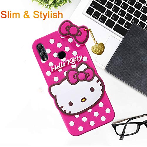 Image of Unirock Hello Kitty Back Case Cover for Honor 10 Lite| 3D Cute Hello Kitty Case |Soft Silicone Rubber Back Cover with Pendant Kitty Cover for Honor 10 Lite (Pink)