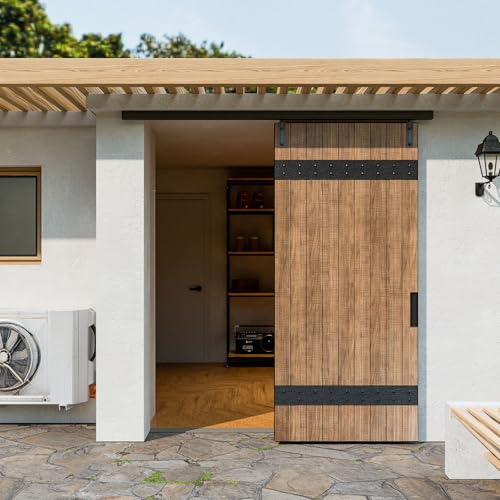 TOPCCJHHD 6FT/72'' Box Rail Sliding Barn Door Hardware Kit Ceiling Mount for Exterior Interior Use Heavy Duty Black, No Door