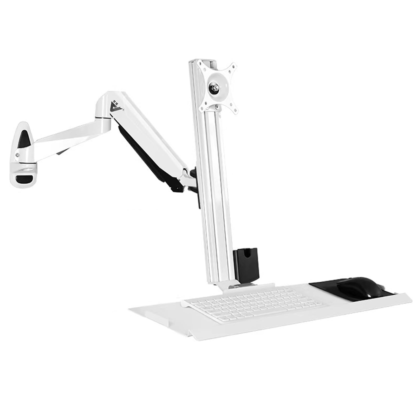Xnxysmkj Monitor And Keyboard Wall Mount, Aluminum Alloy Stand/Sit Workstation, Angle Adjustable, With Foldable Keyboard Tray, Max Load 10 Kg,Home Offices (450Mm)