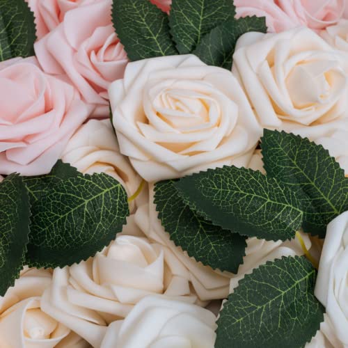 LUSSO LIA 25 pcs Decorative Artificial Flower Foam Roses with Bendable Stems for Wedding Bouquet Anniversary, Valentine's Day - Image 3