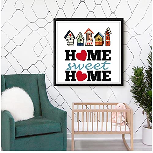 Itstitch Stamped Cross Stitch Kits For Beginners Full Range Of Cross Stitching Preprinted Pattern For Kids Or Adults, 11Ct Diy Embroidery Needlepoint Starter Kits-Sweet Home，17.3×16.9 Inch #TOP1