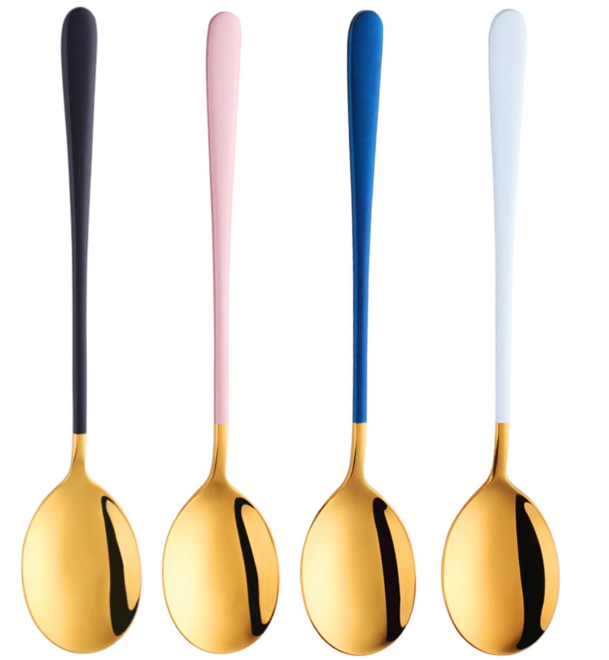 Gold Plated Stainless Steel Espresso Spoons, Mini Teaspoons Set for Coffee Sugar Dessert Cake Ice Cream Soup Antipasto Cappuccino, 8.26 Inch (Pack of 4)