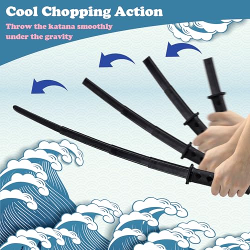 2pcs 3d printed gravity retractable samurai sword model toys telescopic plastic katana fake sword toy martial arts weapons for play fighting halloween cosplay for boys amp adultsblack
