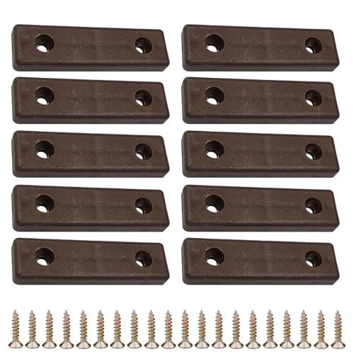 cyclingcolors 10x Patines Pies para Muebles en Plástico Rectangulares 50x14mm Mesa Armario cómoda Cama cuña Accesorio protección Suelos Altura para Atornillar, marrón oscuro
