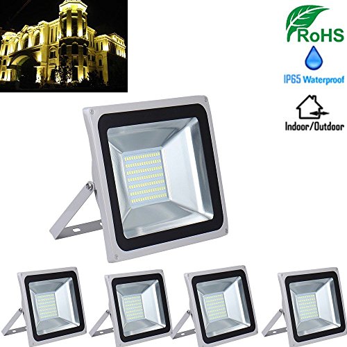 100W LED Floodlights Cool White 220V SMD Garden Outdoor Security Floodlight Lamp ,Waterproof Flood Lights Lamp,6000K-6500K (5 PCS)