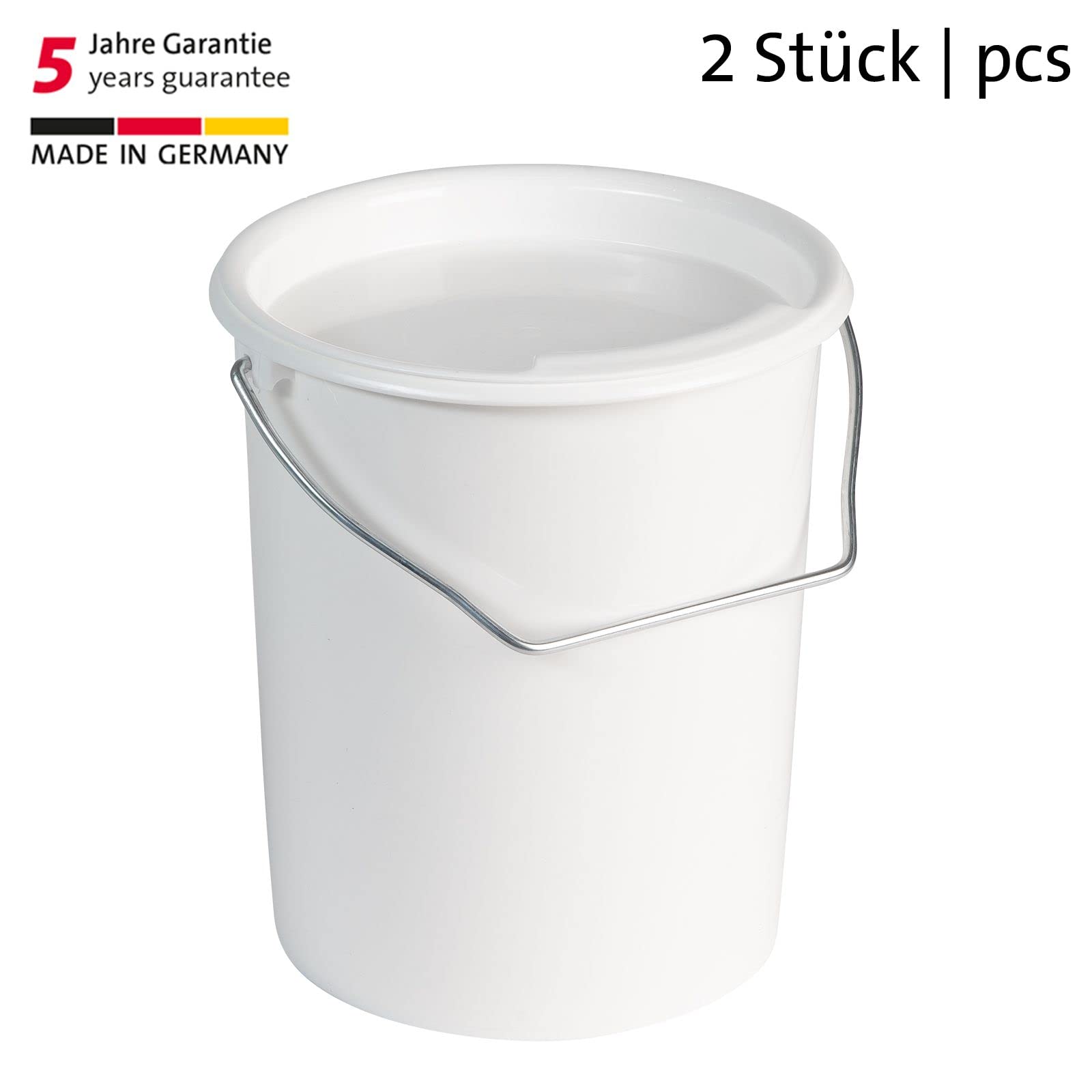 Westmark 237922E3 Lot de 2 seaux à Lait/Stockage/Nourriture avec Anse et Couvercle - Capacité : 3 l - en Plastique - Blanc