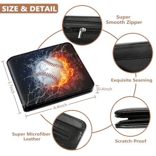 Image of Kids Wallet for Boys, Cool Wallets for Teen Son Ages 4 5 6 7 8 9 10 11 12 13 14 15 16, Leather Baseball Bifold Purse, Christmas Birthday Gift for Kid Men Boy Youth Guys