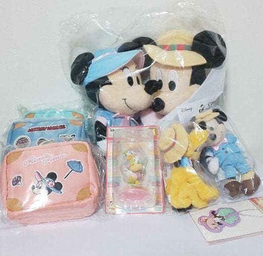Amazon Happyくじ Spring Vacation 22 限定 ラスト賞 ぬいぐるみ フィギュア ぬいぐるみチャーム トラベルポーチ ネームチャーム 8点セット ミッキー ミニー ドナルド プルート クララベル デイジー フィギュア ドール 通販