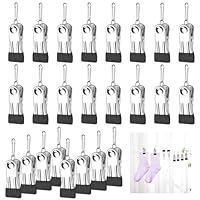 24 Pack Clothes Pegs For Washing Line, Strong Pegs with Hooks Windproof Laundry Pegs Non-Slip Clothes Pins, Stainless Steel Storm Pegs for Indoor Outdoor