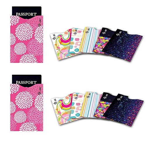 Credit Card Sleeves, I3C Anti Theft Credit Card RFID Blocking Sleeves Protector Passport Holder Sleeves 10 Credit Card Sleeves, 2 Passport Sleeves (Double Pink Sets)
