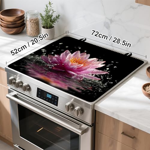 Image of Stove Top Cover for Home Decoration Kitchen Pad Washable Cooktop Covers Countertop Stove Protector Mat for Home Kitchen Cooktops (pink flower, 28 inchx20 inch)