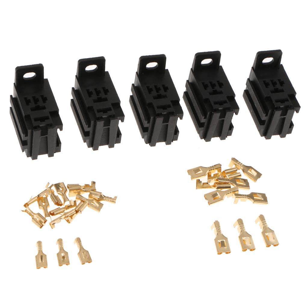 merishopp® 5 set 4 pins power relay socket connector terminals for car truck vehicle|motors | parts & accessories | car & truck parts |5 sets relay base with terminals