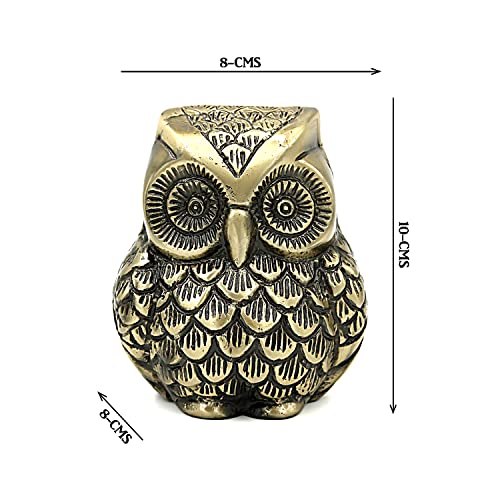 Image of ARTSMART Metal Handicraft Owl Showpiece for Home Decor Decorative Figurine Owl Statue Vastu Gift Item - Brass Finish