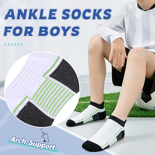 Image of SeeyAN Kids Socks Boys Ankle Athletic Half Cushioned Low Cut Sport Cotton Breathable Socks 6 Pairs