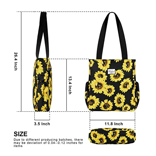Image of KAMO Floral Tote Bag - Waterproof Lightweight Handbags Travel Shoulder Bag for Hiking Yoga Gym Swimming Travel Beach