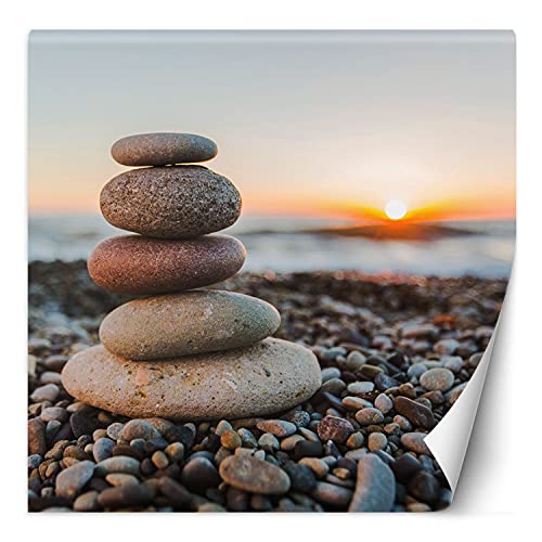 Feeby Papier Peint Intisse Abstrait Plage 150x150 cm beige Déco Murale Trompe L' Oeil Tapisserie Moderne Salon Chambrea' Coucherr Salle De Bain Cuisine...