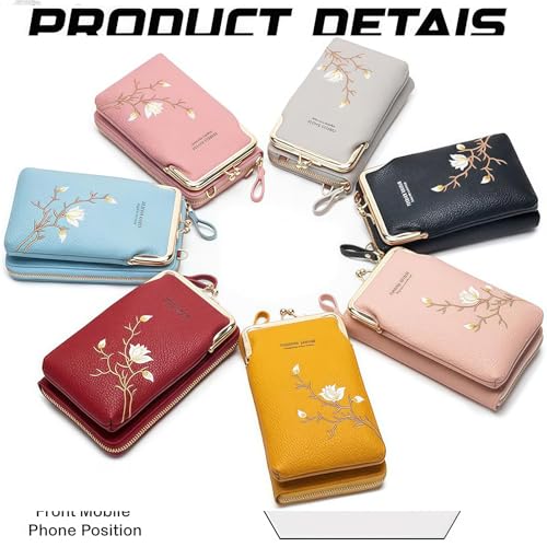 Upliftjoys/Subsequentn Women Sling Cross-Body Wallet with Mobile Cell Phone Holder,Embroidered Mobile Phone Bag Wallet4