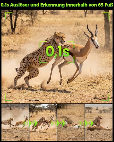 KJK Wildkamera mit Handyübertragung APP, 4K 64MP HD WLAN Bluetooth mit 64GB Speicherkarte,...