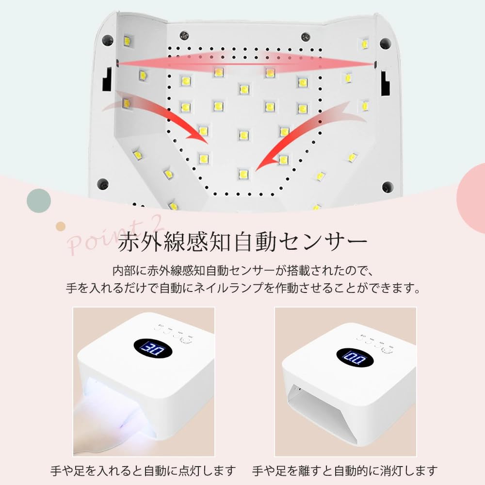 Amazon.co.jp: 54W ネイルライト LED コードレス UV ジェルネイル