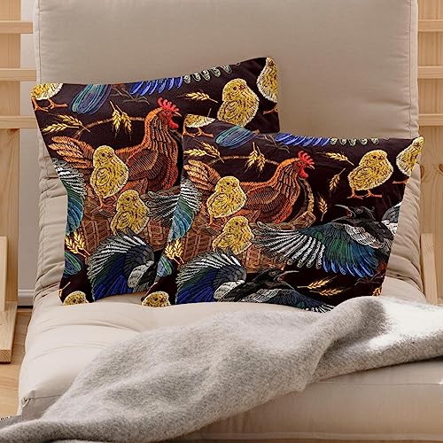 Housse de coussin en velours brodé blé oiseau 50x50 d'exception - 3