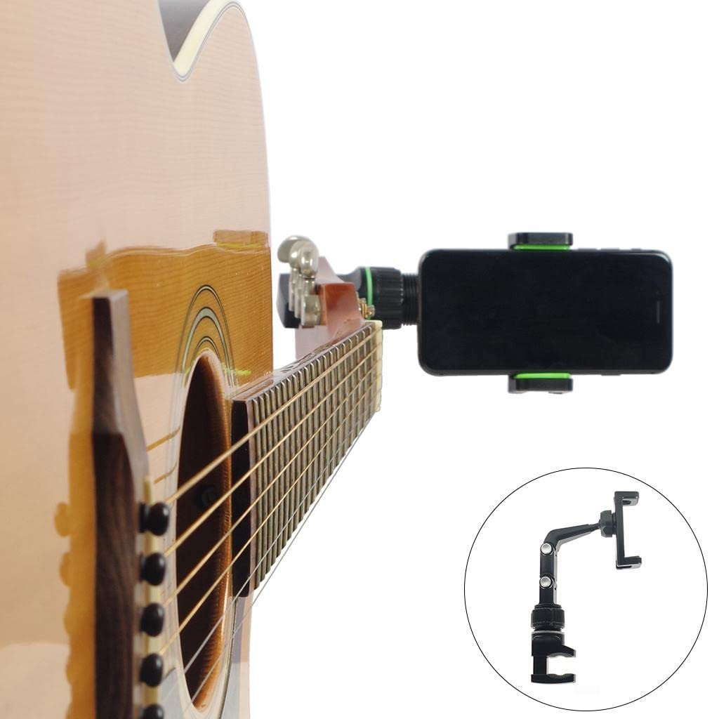 Sharplace Gitarrenkopf-Clip Mikrofonständer Handyhalter Gitarrenkopf-Zange für Musikaufnahmen, Schwarzgrau