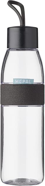 Mepal Water Bottle Ellipse Reusable Water Bottle Leak Proof Drinking Bottle Suitable For Carbonated Drinks BPA-Free - 500 ml Nordic black.