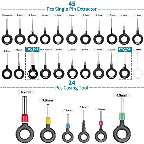 Vignee Terminal Removal Tool Kit,140 Pcs Pin Terminal Extractor Kit For Car,Wire Connector Pin Release Key Extractor Tools Set For Most Connector Terminal With A Protective Bag #TOP3