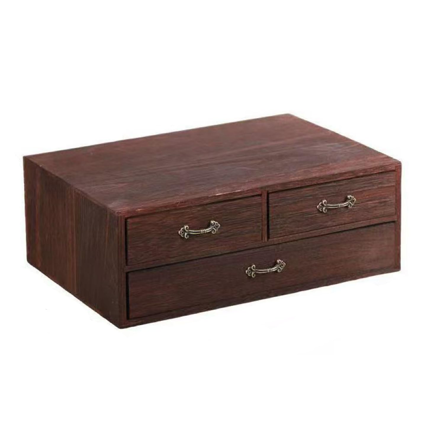 EdirFtra Vintage wooden drawer style storage cabinet with multi-layer jewelry storage and organizing compartments on the desktop, sufficient to meet different storage needs,33 * 23 * 12cm