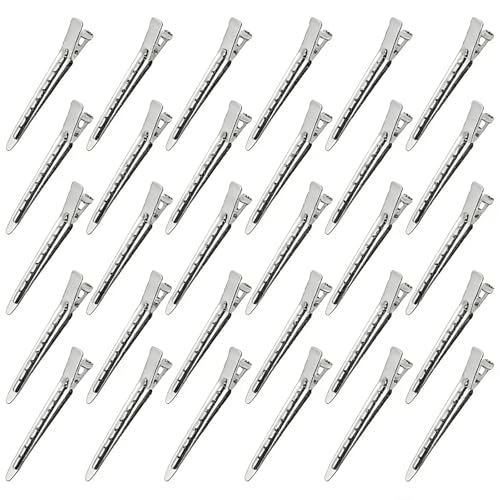 30-Piece Duckbill Hairpins – Must-Have for Styling | Professional Sectioning Hair Clips/Silver Hair Clips/Alligator Clips/Salon-Grade Hair Styling Tools