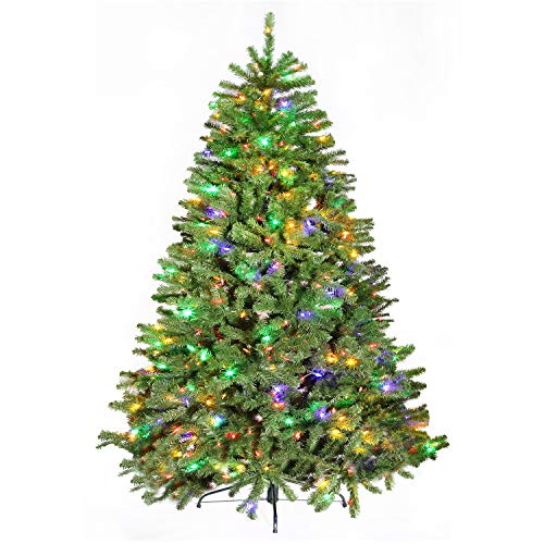 Hykolity 7.5ft Pre-Lit Christmas Tree, Artificial Xmas Tree with 500 LED Multicolor Lights