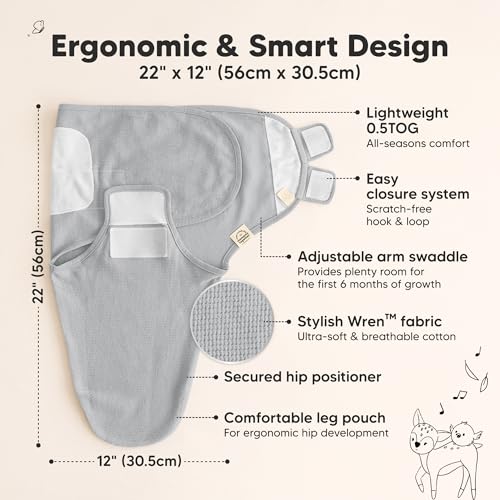 Image of 3-Pack Organic Swaddles for Newborns, Baby Swaddles 0-3 Months (Granite) | Newborn Swaddle Sleep Sacks, Soft Cotton, Infant, Baby Swaddle Wraps, Girls, Boys, Large Hook & Loop Closure