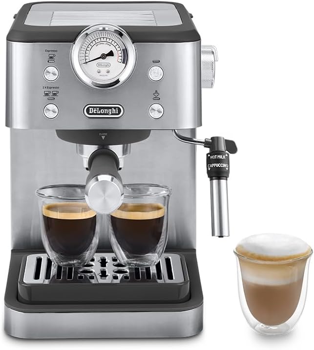 DeLonghi(デロンギ) エスプレッソ カプチーノメーカー クラシック EM450J-M メタルシルバー ラテアートミルクフロッサー ファミリー登録で3年保証