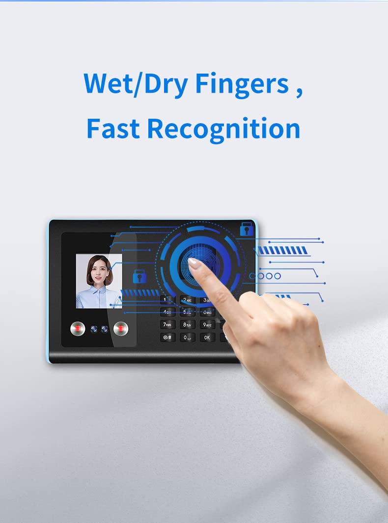 Macchina per la rilevazione delle presenze, Macchina biometrica for la Registrazione delle presenze FaceTime con Schermo TFT da 2,8 Pollici Modello FA01H per Piccole aziende e uffici