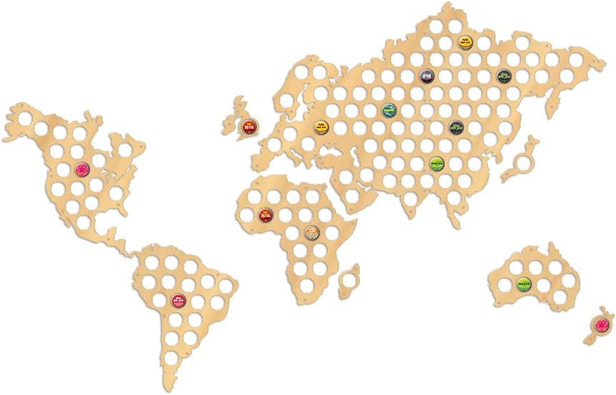 The Geeky Days Creative Wooden Crafts World Map Bottle Beer Cap Map Handmade Hanging Map of The World Modern Home Decor Beer Gifts