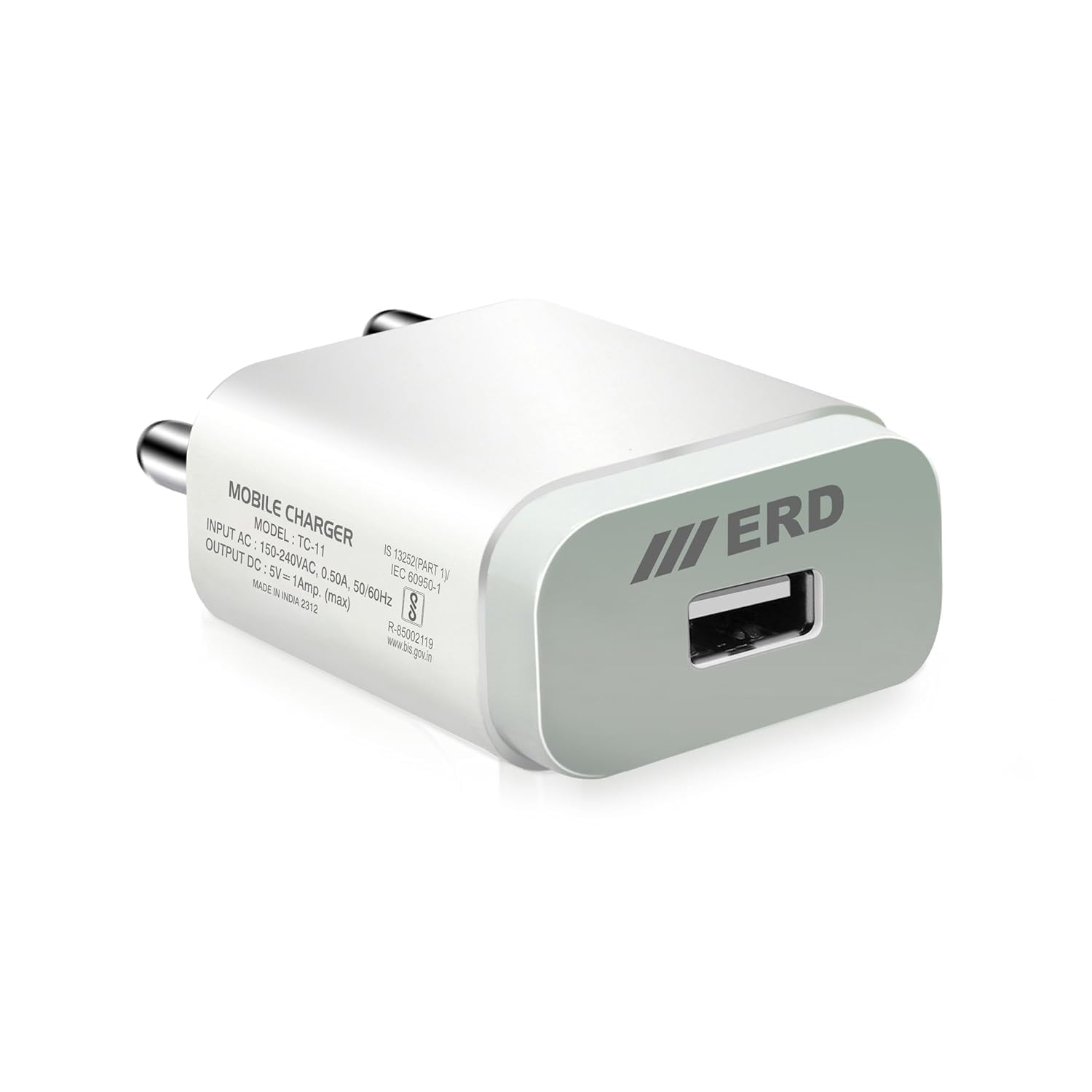 ERD TC-201 (Old Model TC-11) USB Charger Dock 5V/1Amp (5W) | for All Smart Phones, Tablets, Power Bank, Digital Camera, Bluetooth Devices, Gaming Consoles etc | Adapter Without USB Data Cable (White)-image-24