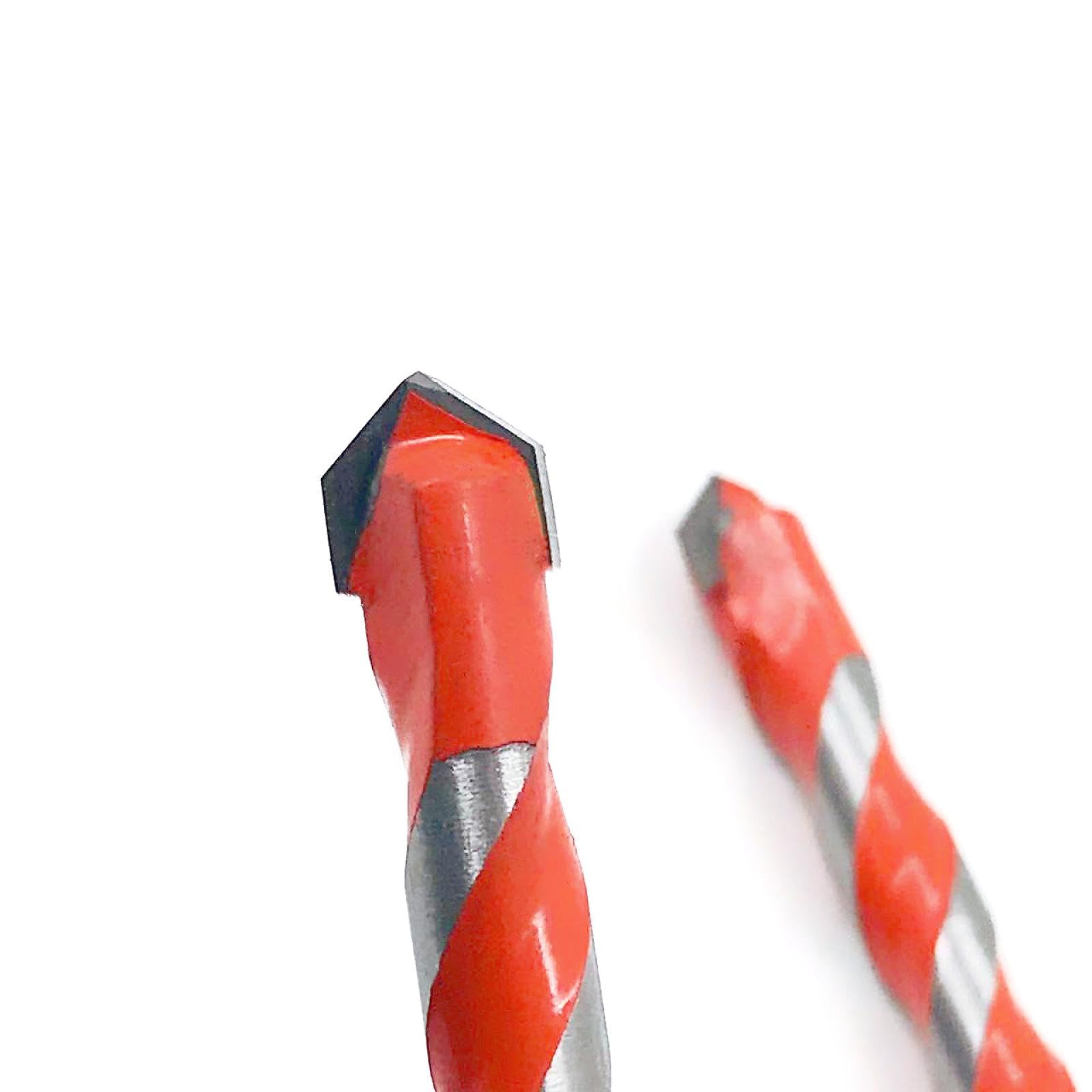 Punta da trapano per cemento con punta triangolare filettata in acciaio al tungsteno da 6-12 mm, per marmo e diamanti, per uso domestico (6, 6, 8, 8 mm)