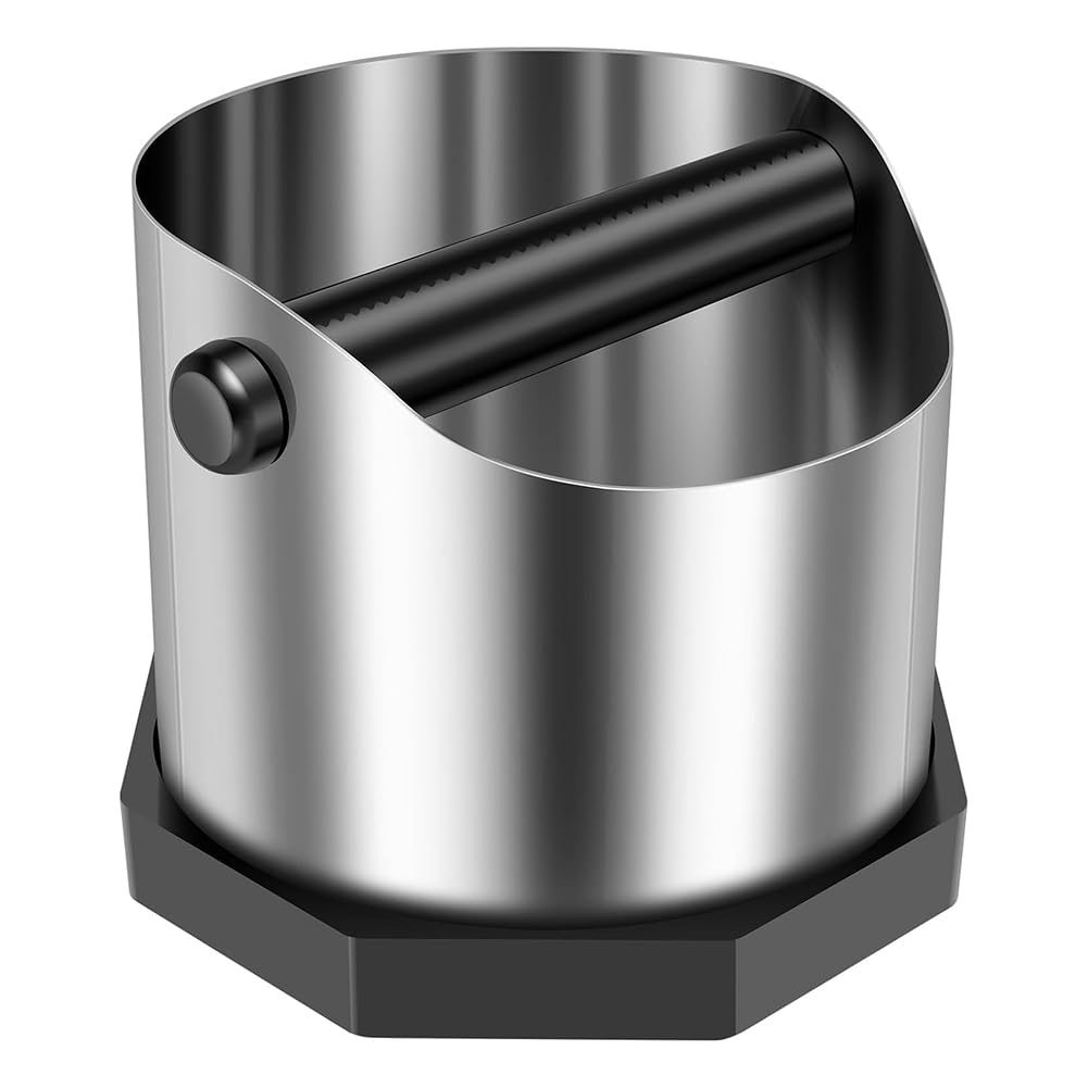 UDSKNV[KSL Espresso Grounds Boxes 1600 Ml Stainless Steel Caffeine Waste Container Coffee Grounds Bin Espresso Knock Box Silver