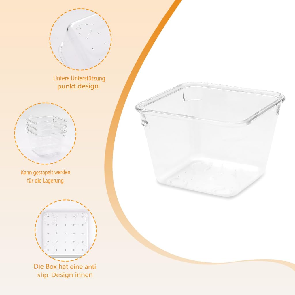 Organizer per cassetti, 25 pezzi, in 4 misure, in plastica, per toeletta e trucco, organizzatore (trasparente)