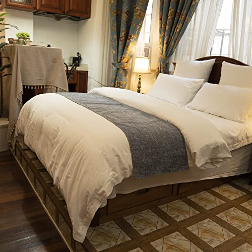 Osvino Solid Bed Runner Microfiber Simple Bedding Protector Lightweight Durable Bed End Scarf For Wedding Hotel Room, Blue, Full/Queen #TOP2