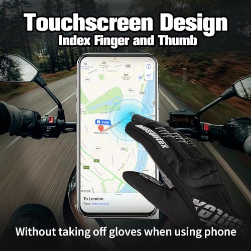 Image of Masontex Winter Motorcycle Gloves M36, Touch Screen Waterproof Gloves for Men and Women, Gloves for Dirt Bike Motorbike Motocross ATV(Black,M)
