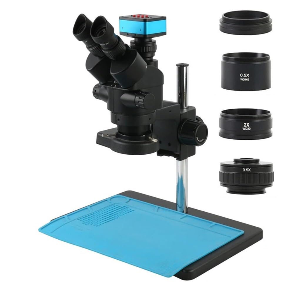 Microscope 3.5X-90X Parfocal Simul-Focus Trinocular Stereo Microscope IMX117 UHD 4K 60FPS 12MP Video USB HDMI Microscope Camera with Big Stand A