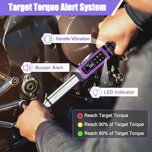Image of ANPUDS Digital Torque Wrench 3 /8 Drive, 1.5-99.6 Ft-lb, ±1% Accuracy | Vibration /Buzzer /LED Alert, Dual Direction Ratchet, Electronic Torque Wrench for Bike, Motorcycle & Automotive Repair